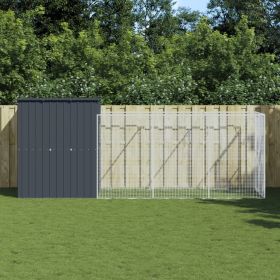 Dog House with Run Anthracite Galvanized Steel (size: 65"X179.1"X71.3")